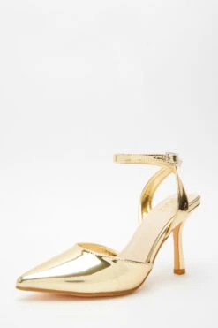 Gold Mirrored Court Heels -Princess Style Shop 00100039198 XB