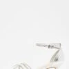 Silver Foil Diamante Cross Strap Low Heels 1 Silver Foil Diamante Cross Strap Low Heels -Princess Style Shop 00100039205 ZM