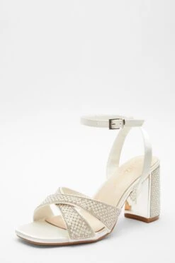 Bridal Wide Fit White Block Heels -Princess Style Shop 00100039213 XB