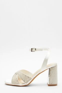 Bridal Wide Fit White Block Heels