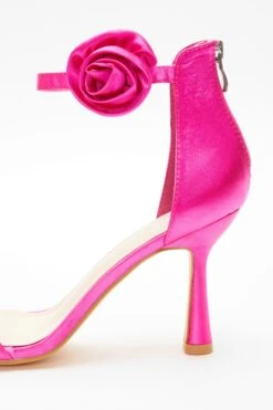 Pink Satin Corsage Heeled Sandals -Princess Style Shop 00100039217 ZB
