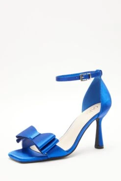 Royal Blue Satin Bow Heeled Sandals -Princess Style Shop 00100039221 XB