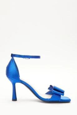 Royal Blue Satin Bow Heeled Sandals -Princess Style Shop 00100039221 ZS