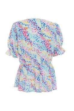 Multicoloured Animal Print Peplum Top -Princess Style Shop 00100039295 ZB
