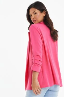 Pink Ruched Sleeve Blazer -Princess Style Shop 00100039403 XB