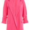 Pink Ruched Sleeve Blazer -Princess Style Shop 00100039403 ZM