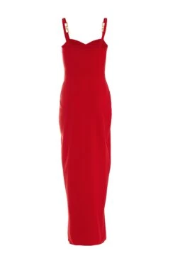 Red Buckle Strap Maxi Dress -Princess Style Shop 00100039464 ZB