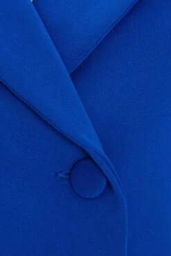 Blue Short Sleeve Cropped Blazer -Princess Style Shop 00100039482 ZS