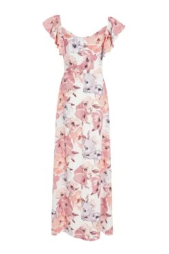 Pink Floral Frill Sleeve Maxi Dress -Princess Style Shop 00100039502 ZB