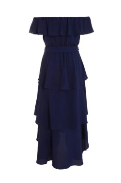 Navy Bardot Dip Hem Midi Dress -Princess Style Shop 00100039504 ZB