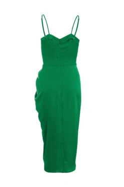Jade Green Ruched Corset Midi Dress -Princess Style Shop 00100039507 ZB