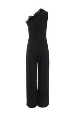Black One Shoulder Frill Jumpsuit -Princess Style Shop 00100039586 ZB
