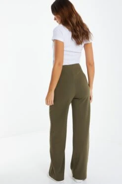 Khaki Buckle Palazzo Trousers -Princess Style Shop 00100039593 XB