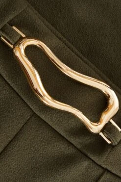 Khaki Buckle Palazzo Trousers -Princess Style Shop 00100039593 ZS