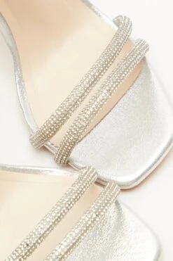 Wide Fit Silver Diamante Clear Heeled Sandals -Princess Style Shop 00100039626 ZB