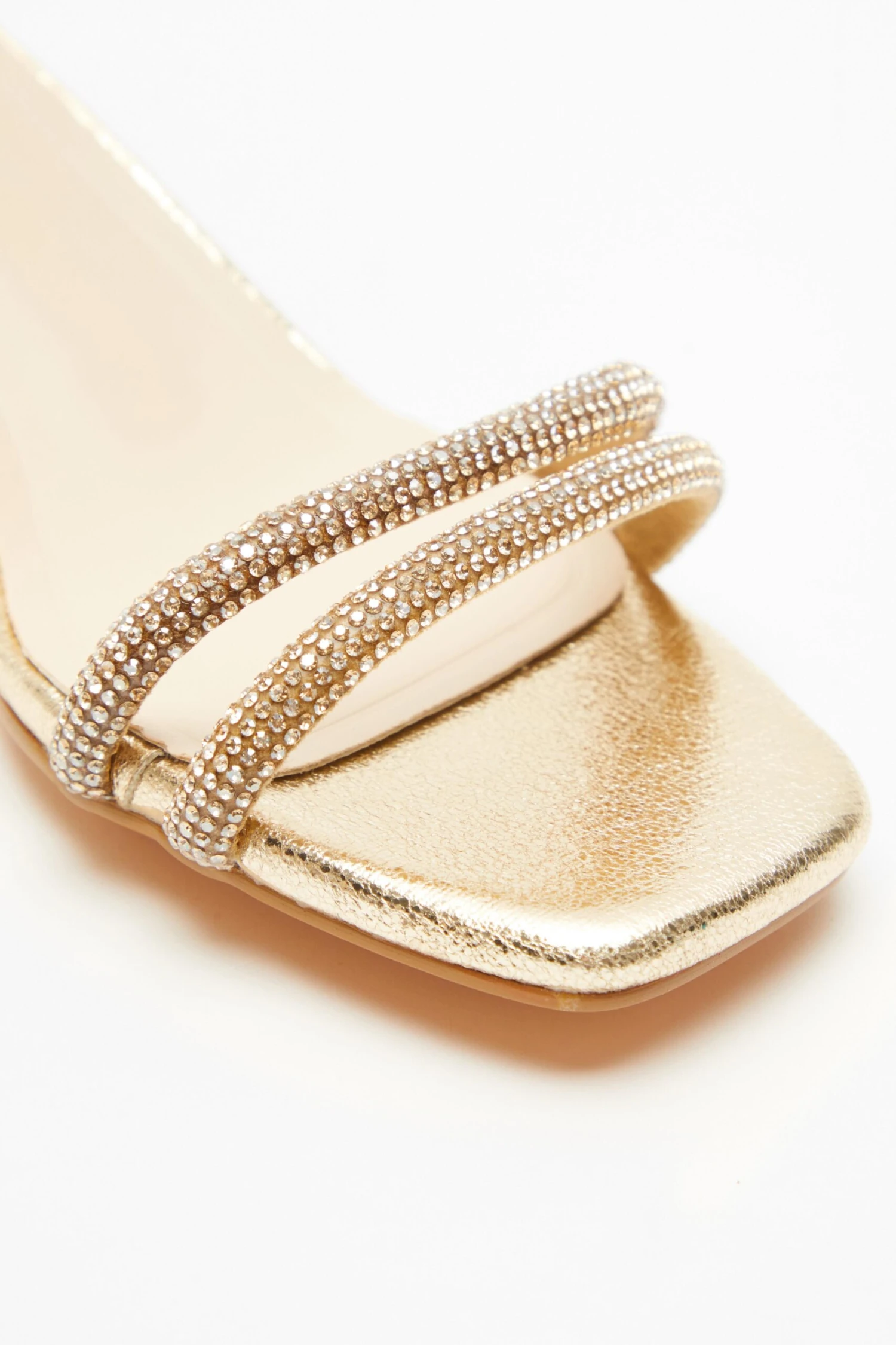 Gold Diamante Clear Low Heeled Sandals 7 Gold Diamante Clear Low Heeled Sandals - Image 5