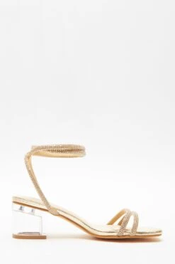 Gold Diamante Clear Low Heeled Sandals 13 Gold Diamante Clear Low Heeled Sandals -Princess Style Shop 00100039711 ZS