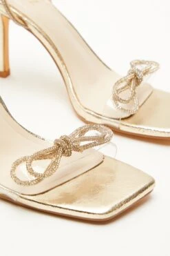 Gold Bow Heeled Sandals -Princess Style Shop 00100039713 ZB