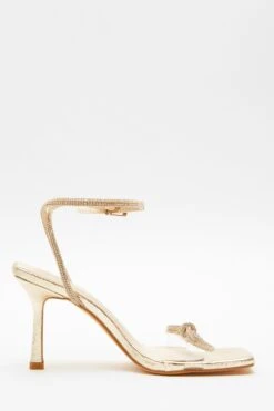 Gold Bow Heeled Sandals -Princess Style Shop 00100039713 ZS