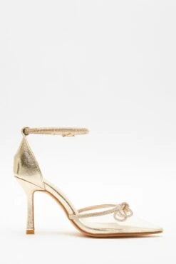 Gold Clear Diamante Bow Court Heels -Princess Style Shop 00100039714 ZS