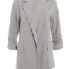 Grey Ruched Sleeve Blazer