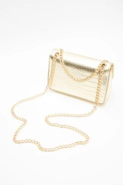 Gold Crocodile Print Cross Body Bag -Princess Style Shop 00100040115 XB