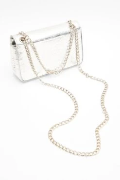 Silver Crocodile Print Cross Body Bag -Princess Style Shop 00100040116 ZB